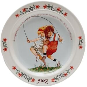 🍒 Newell Pottery Co. Calendar Series Collectible Plate "June" by Sarah Stilwell